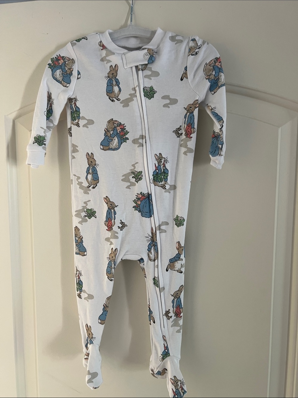 Pottery Barn Kids White Peter Rabbit Footed One-Piece